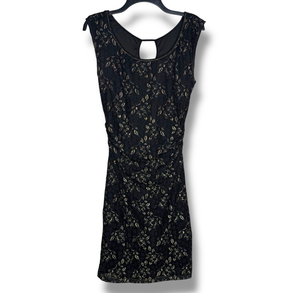 Y2k Max Studio Black Gold Lace Dress Whimsigoth Fairy‎ Witchy Coquette Draped M